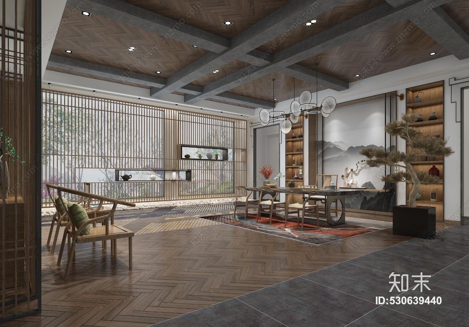 中式茶室展厅3D模型下载【ID:530639440】