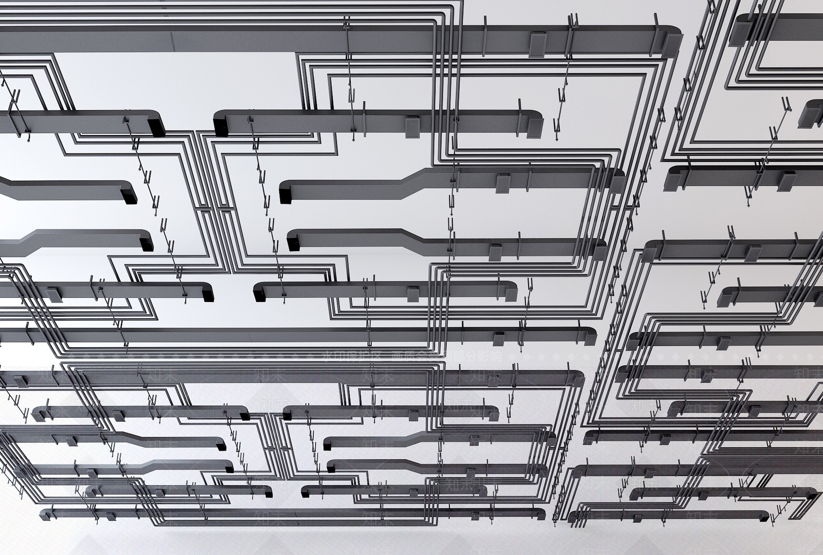 工业风天花消防管道3D模型下载【ID:935007068】