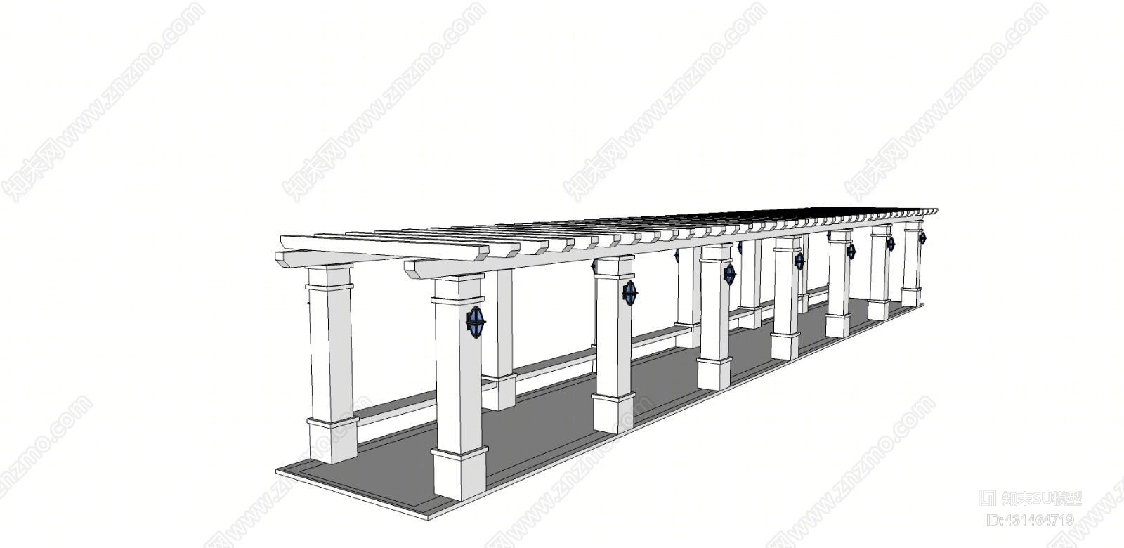 景观廊架素模型其他SU模型下载【ID:431464719】