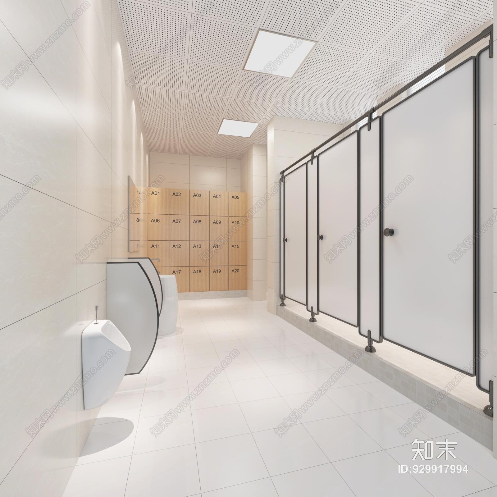 现代公共卫生间洗手台3D模型下载【ID:929917994】