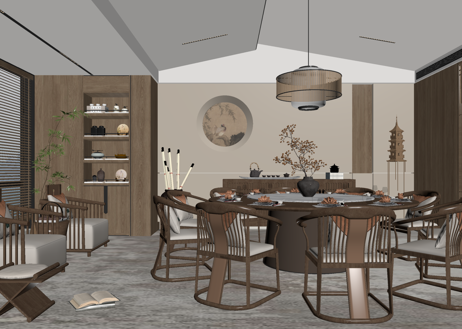 新中式茶馆3D模型下载【ID:1214971470】