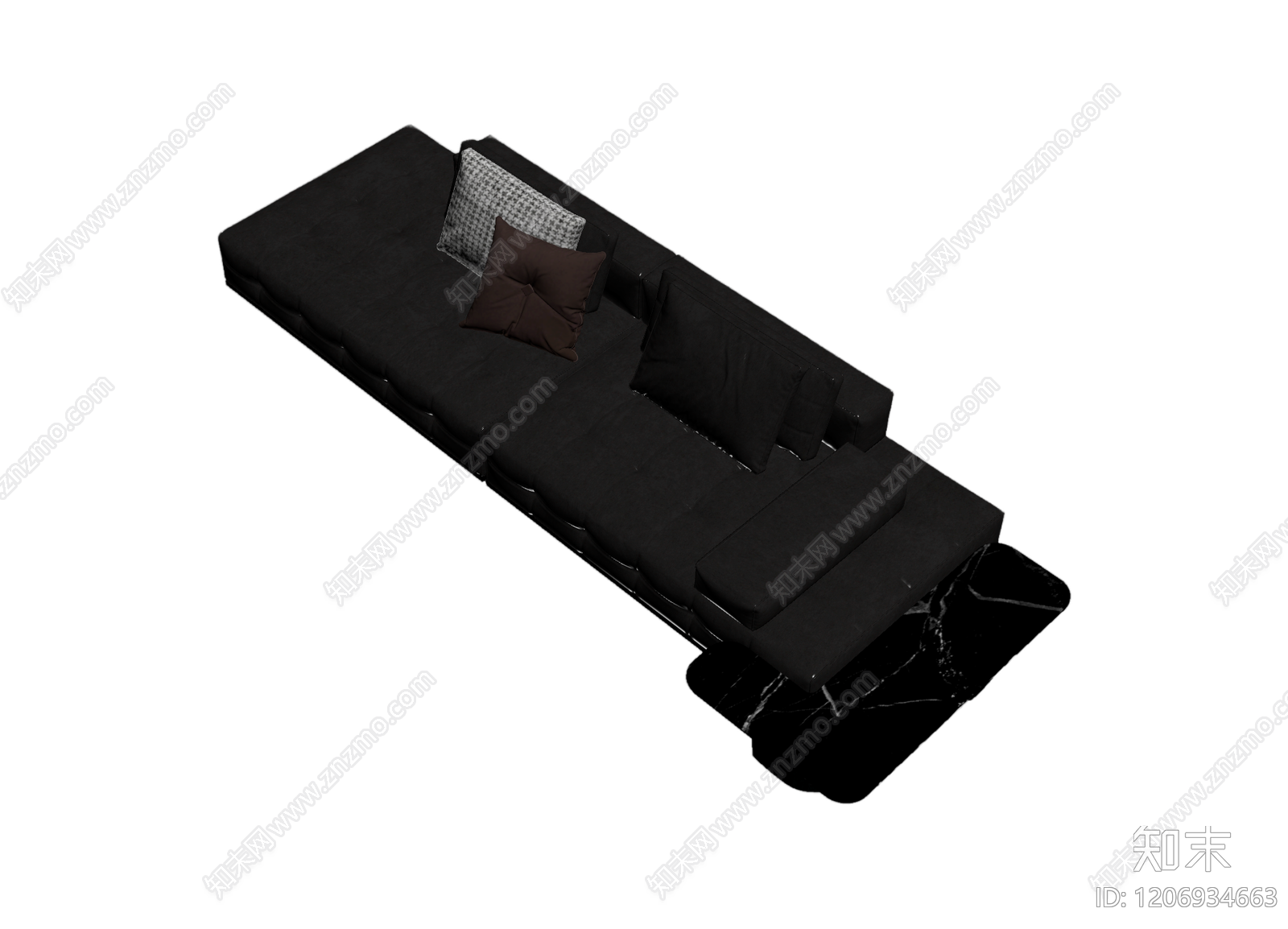黑色模块化沙发组合3D模型下载【ID:1206934663】