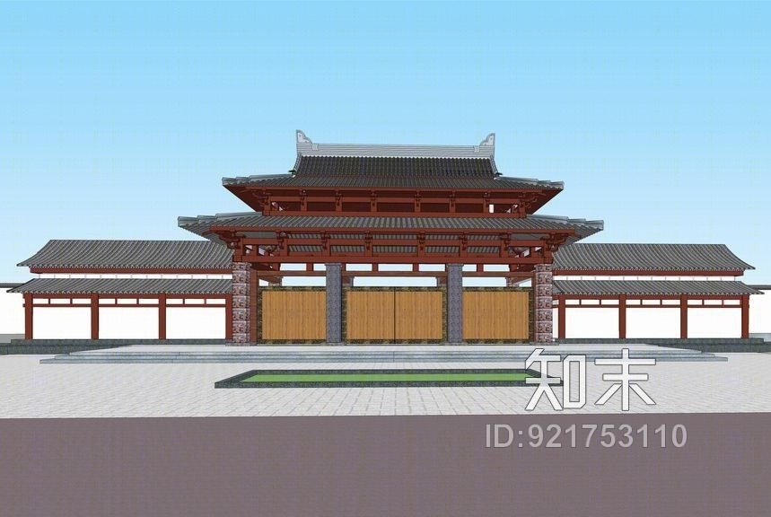 中式景区大门SU模型下载【ID:921753110】