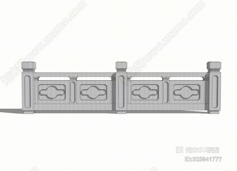 中式栏杆SU模型下载【ID:325941777】