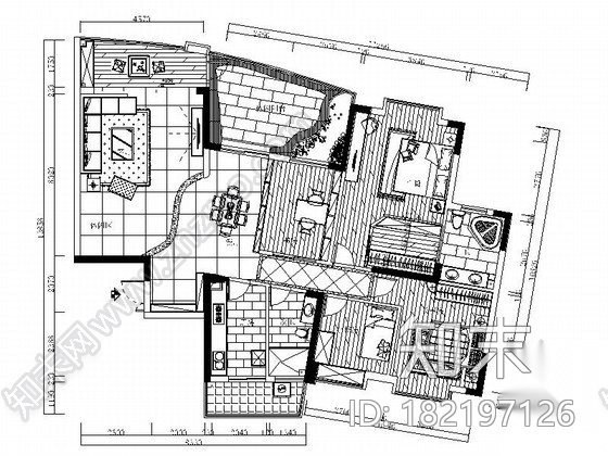 休闲四居室装饰装修图cad施工图下载【ID:182197126】