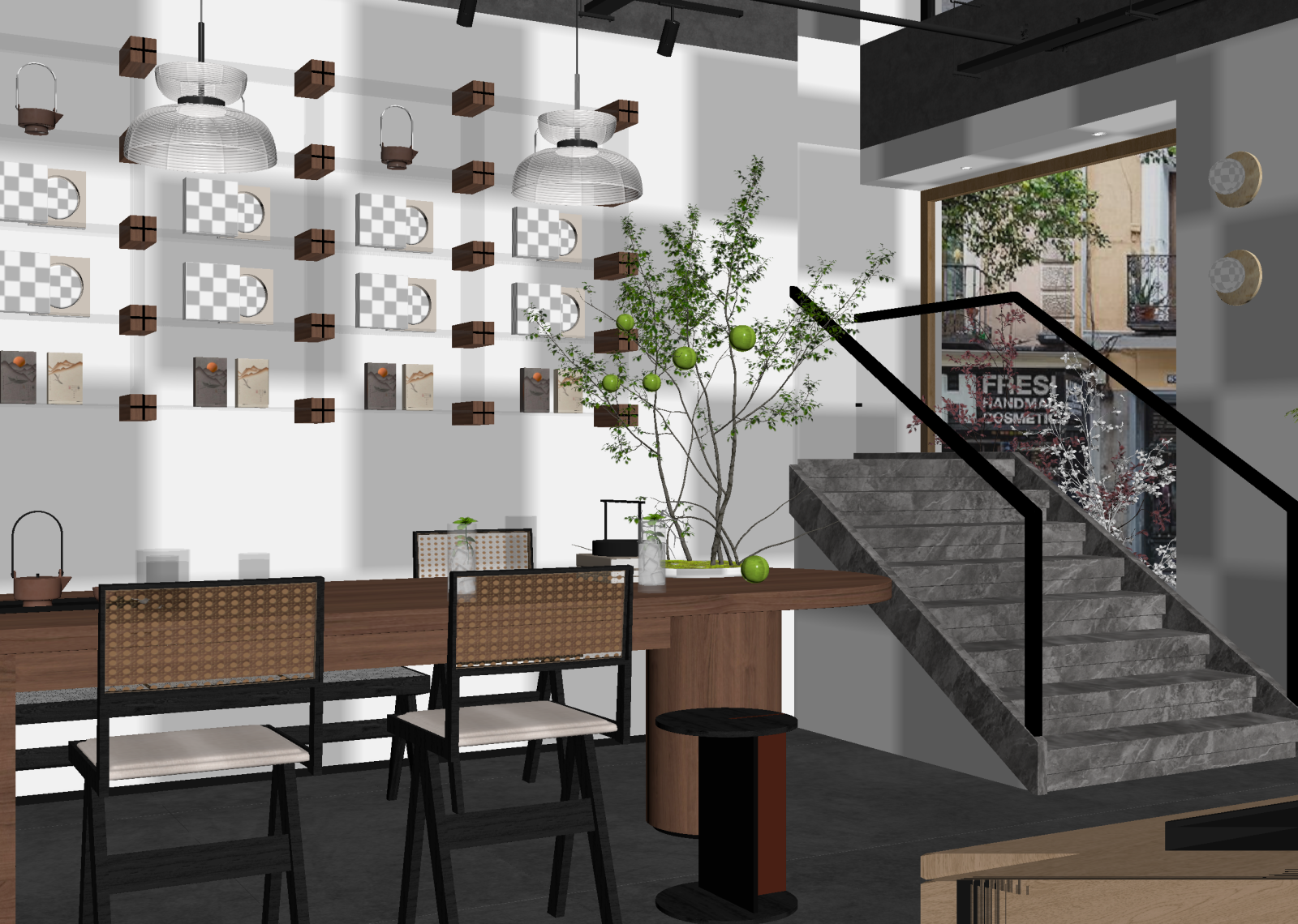 新中式咖啡厅3D模型下载【ID:1214456591】