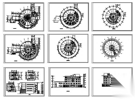 某四层圆形艺术中心建筑方案图施工图下载【ID:166209132】