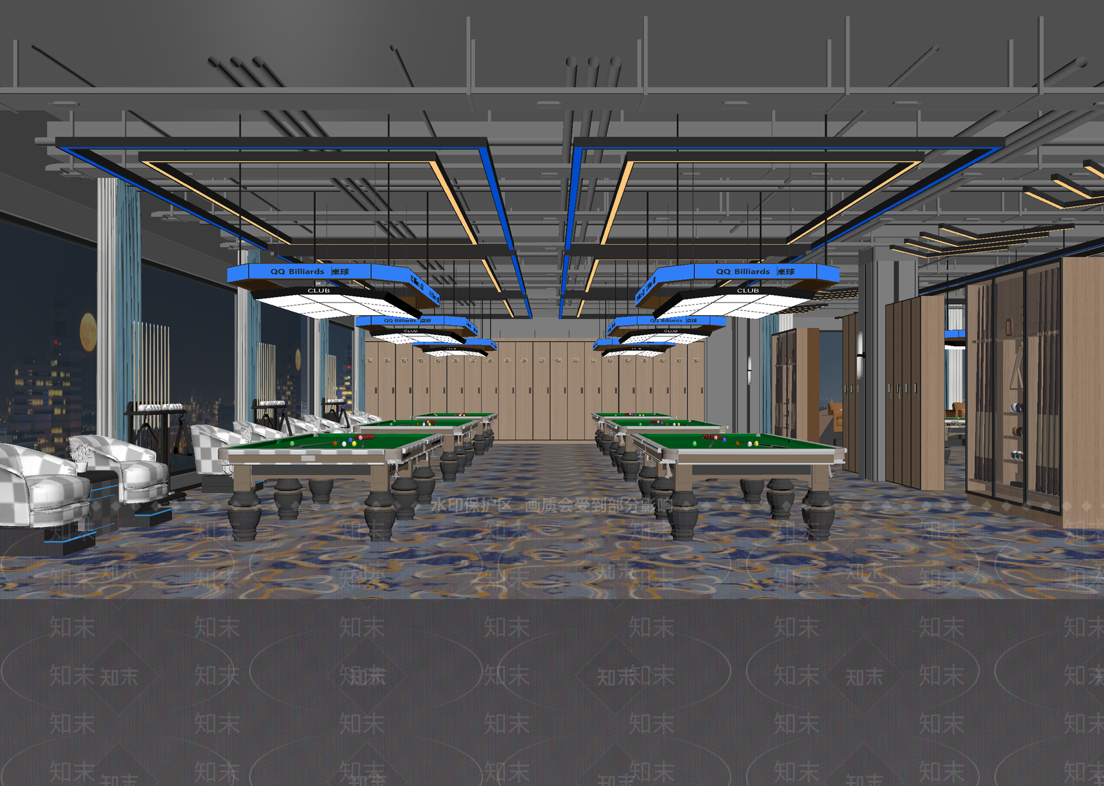 现代台球室3D模型下载【ID:1215190982】