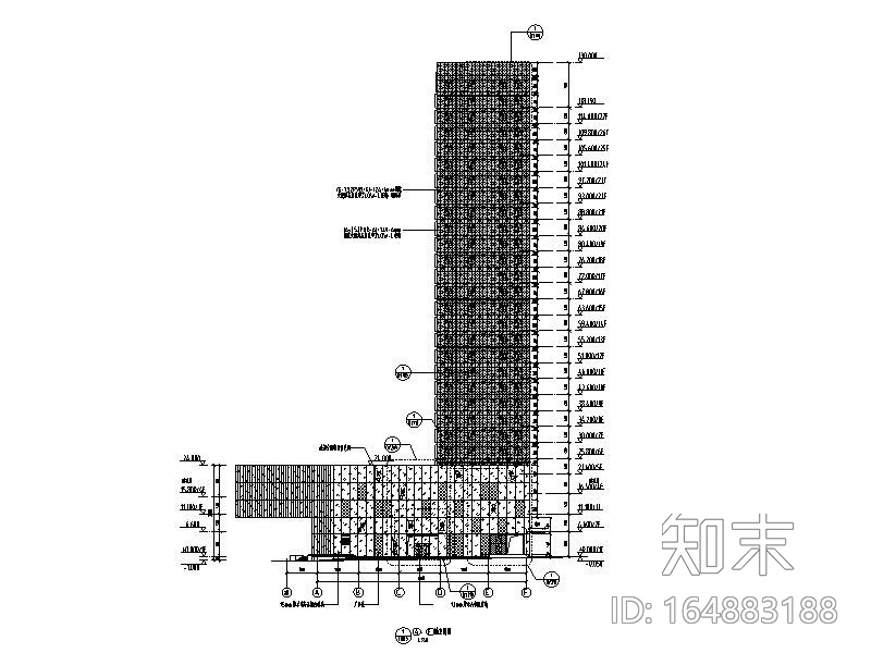 27层超高层商业综合体玻璃幕墙施工图2014cad施工图下载【ID:164883188】