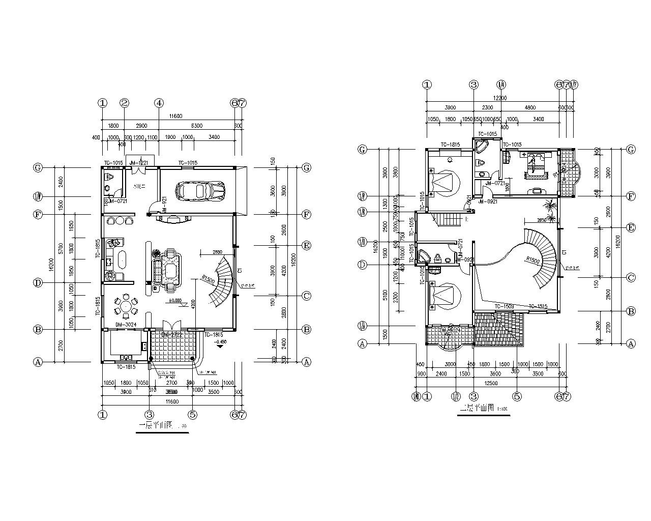 三层砖混结构别墅设计施工图（CAD）施工图下载【ID:160916119】