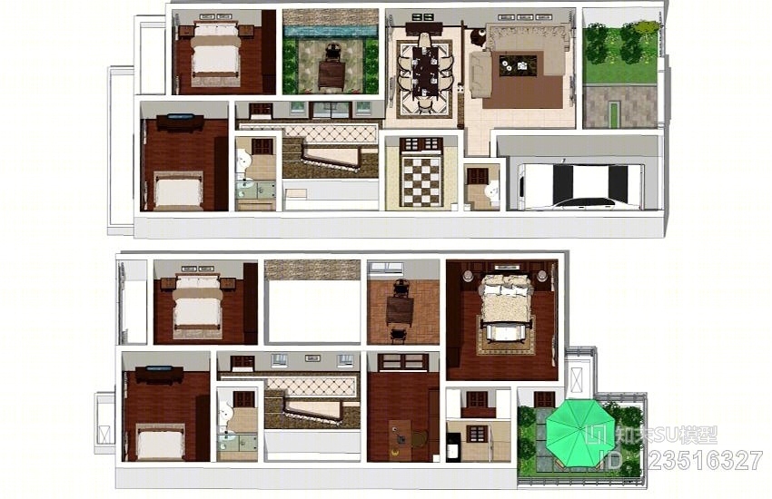 复式别墅室内设计SU模型下载【ID:123516327】