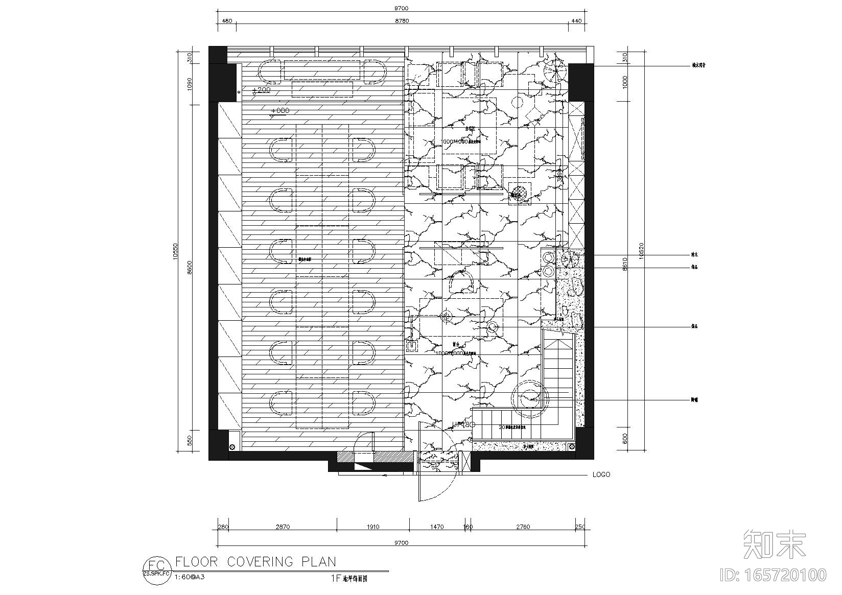 [新疆]时代广场25楼H号空间施工图+效果图cad施工图下载【ID:165720100】