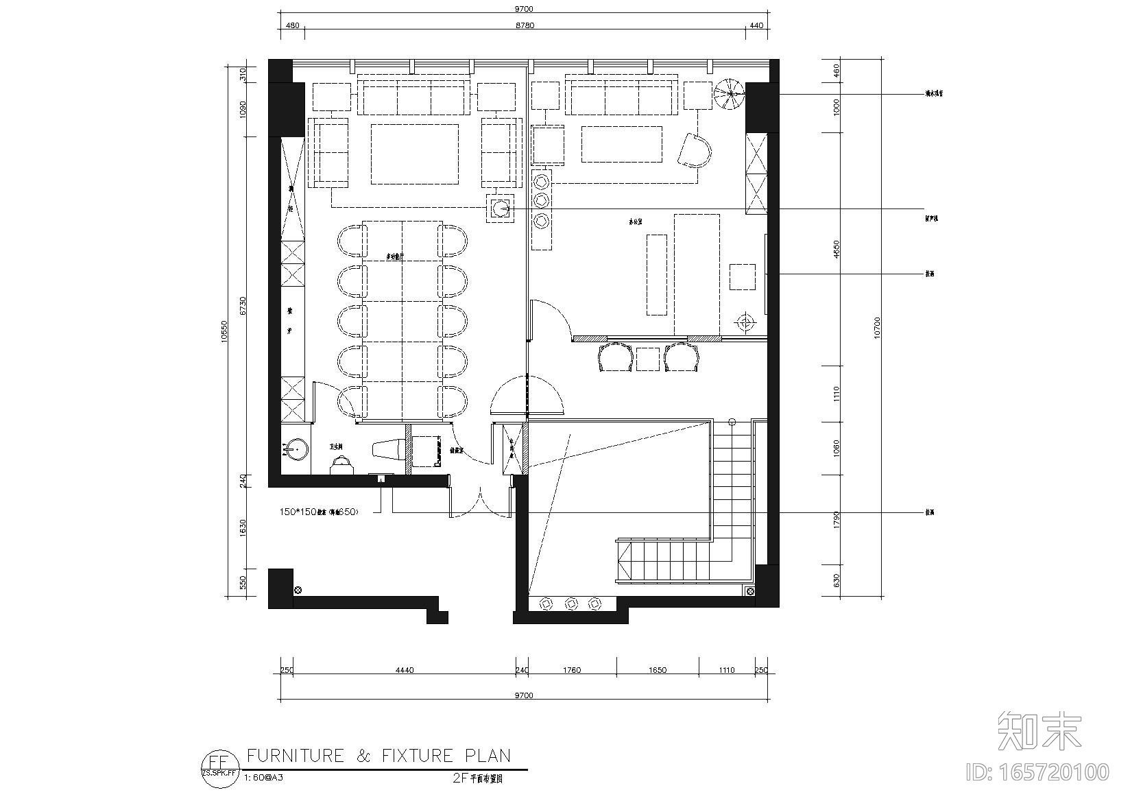 [新疆]时代广场25楼H号空间施工图+效果图cad施工图下载【ID:165720100】