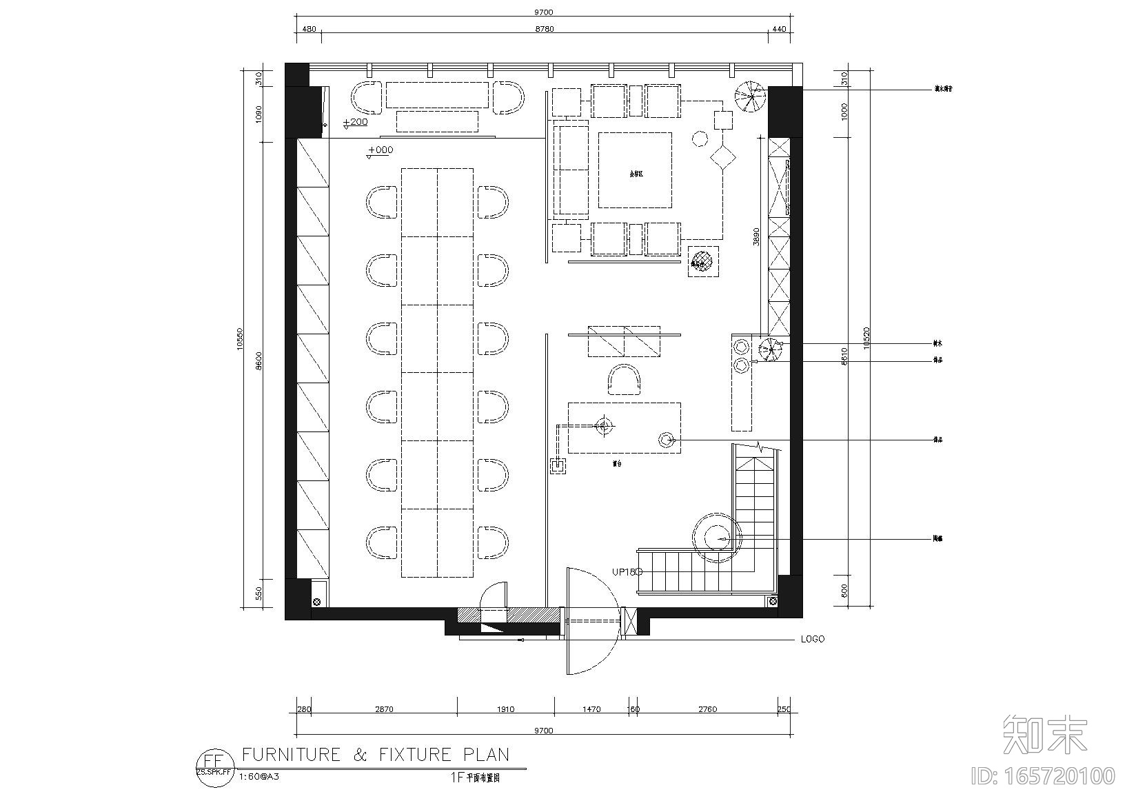 [新疆]时代广场25楼H号空间施工图+效果图cad施工图下载【ID:165720100】