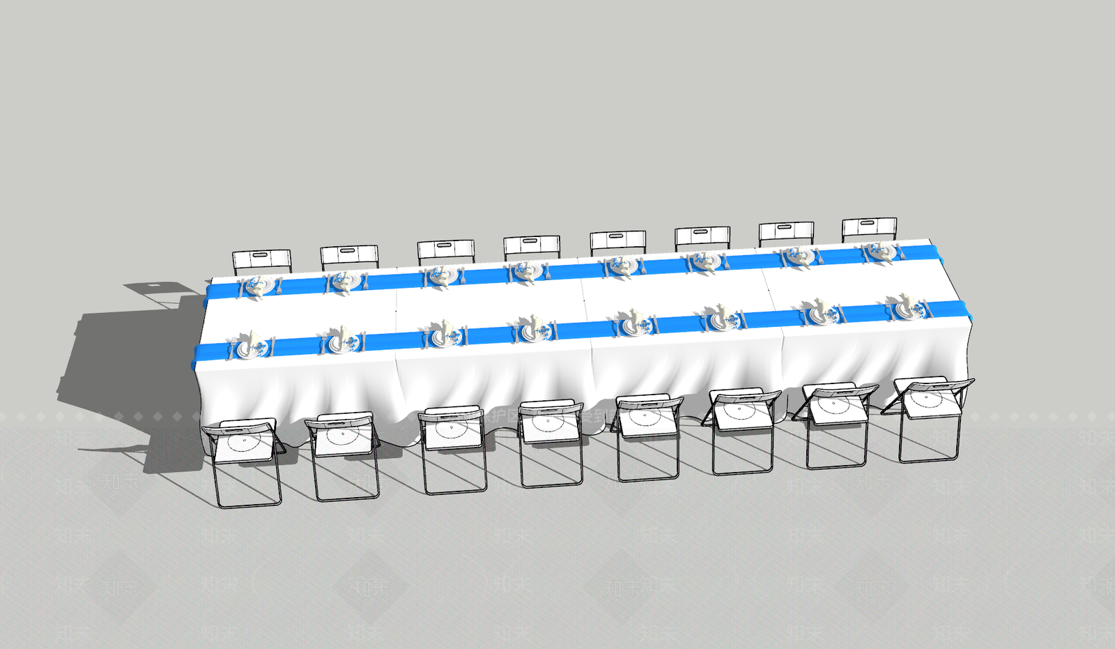 西餐桌SU模型下载【ID:735088740】