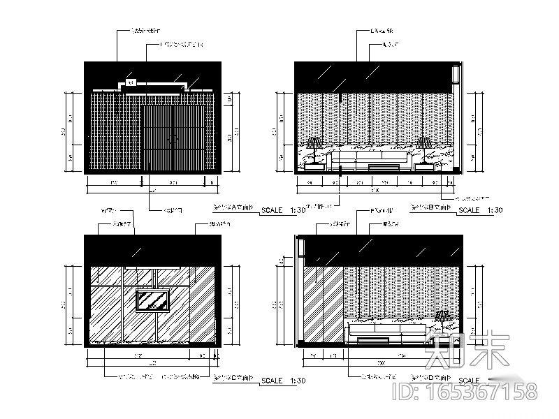 [福建]某集团现代风格办公室设计CAD施工图（含效果图...cad施工图下载【ID:165367158】