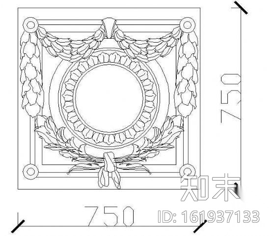 花饰浮雕cad施工图下载【ID:161937133】