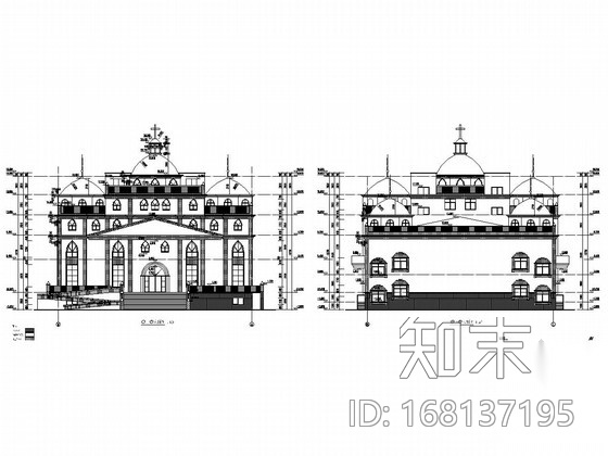 五层钢框架结构教堂结构施工图（含建筑图）cad施工图下载【ID:168137195】