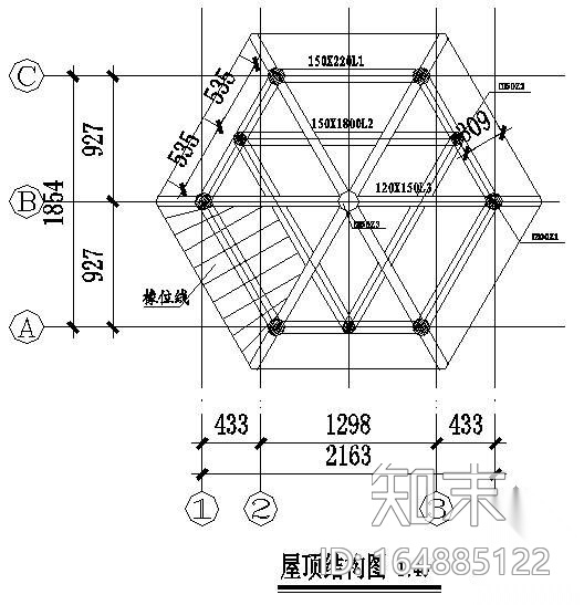 某老年活动中心工程六角亭建筑结构设计施工图cad施工图下载【ID:164885122】