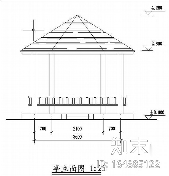 某老年活动中心工程六角亭建筑结构设计施工图cad施工图下载【ID:164885122】