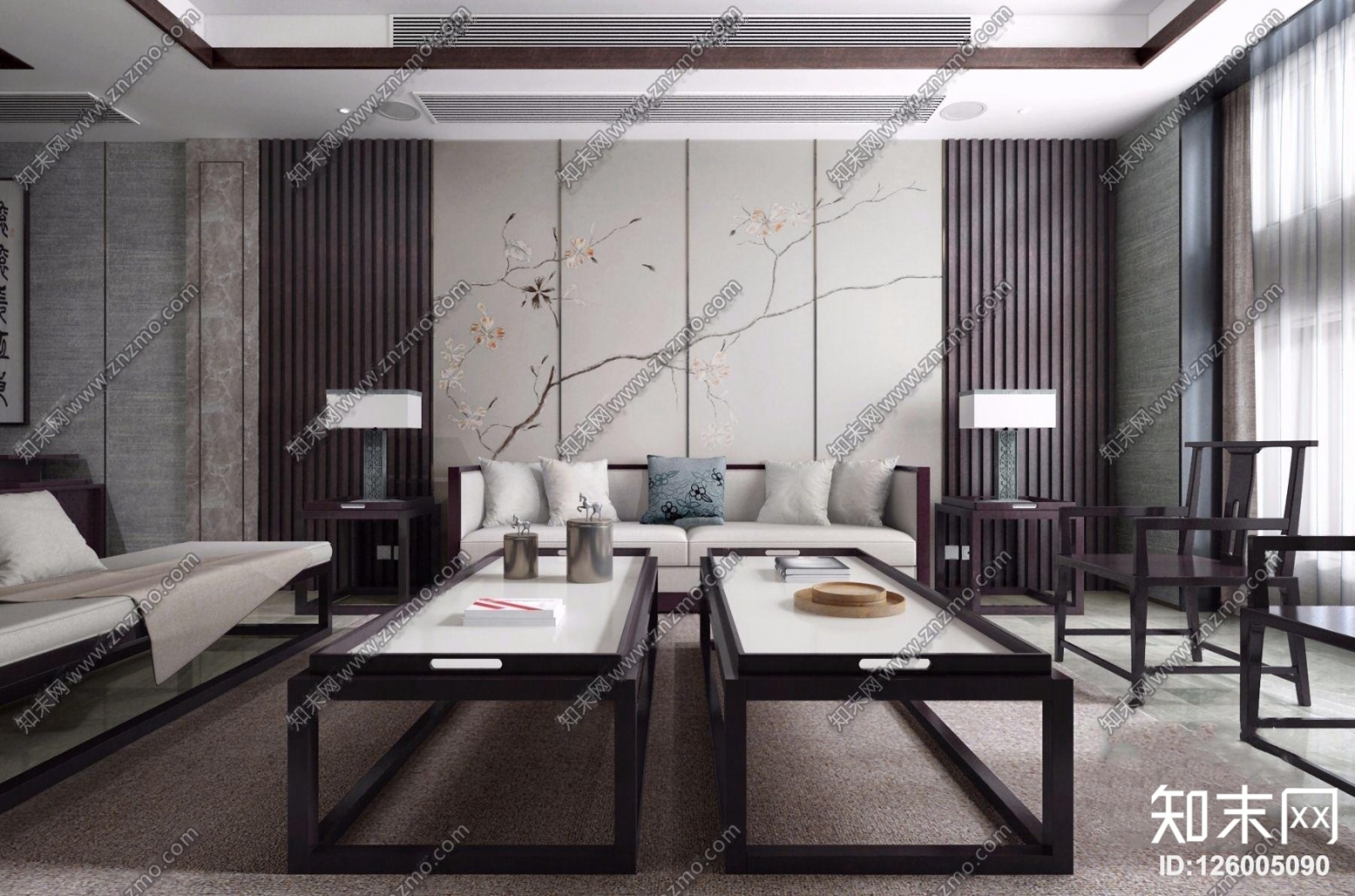 陌上设计中式客厅3D模型下载【ID:126005090】