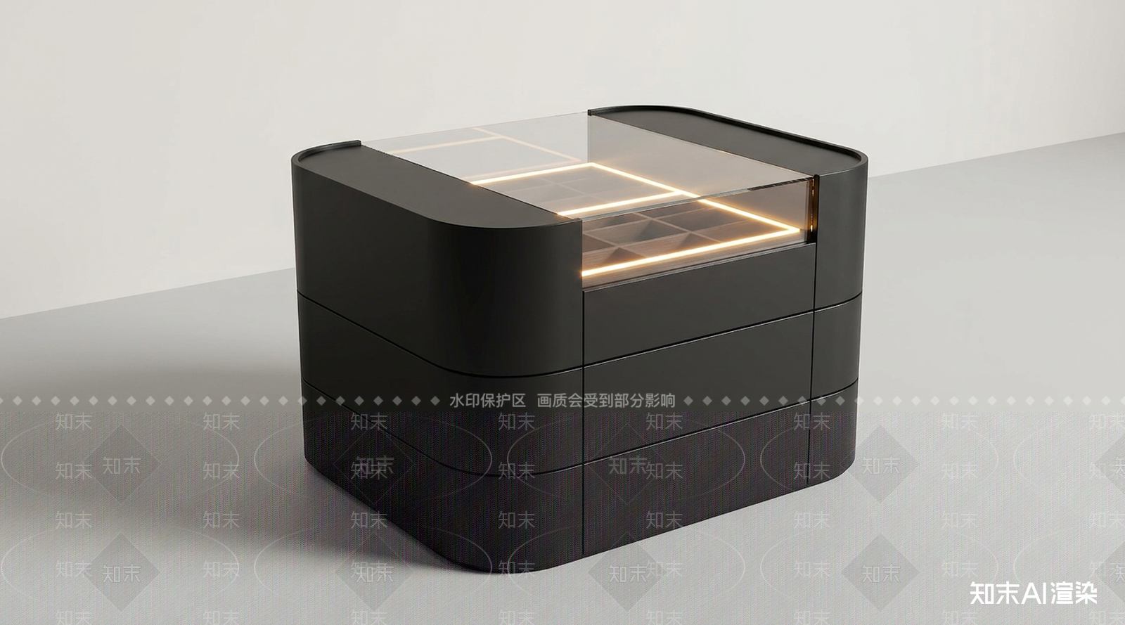 黑色圆弧斗柜床头柜3D模型下载【ID:1227560230】