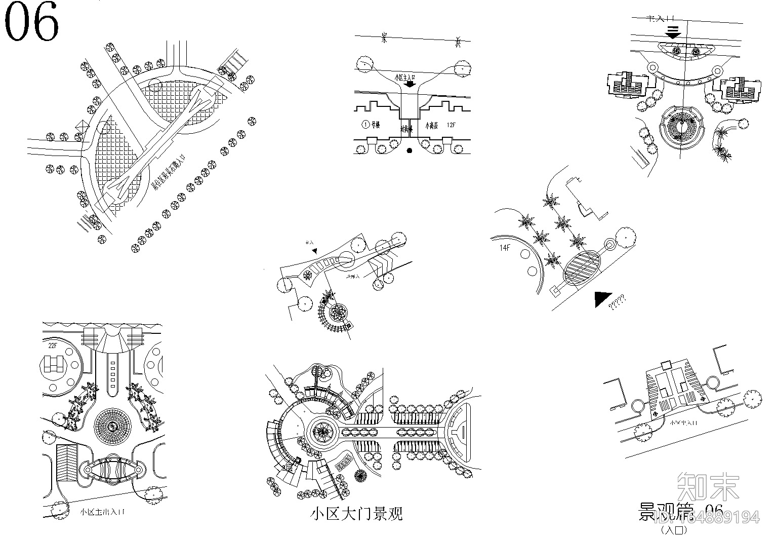 广场景观，小区入口，水溪，小花镜（花园）CAD平面图施工图下载【ID:164889194】