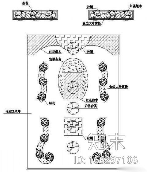 兵部庭院前绿化设计方案cad施工图下载【ID:166297106】