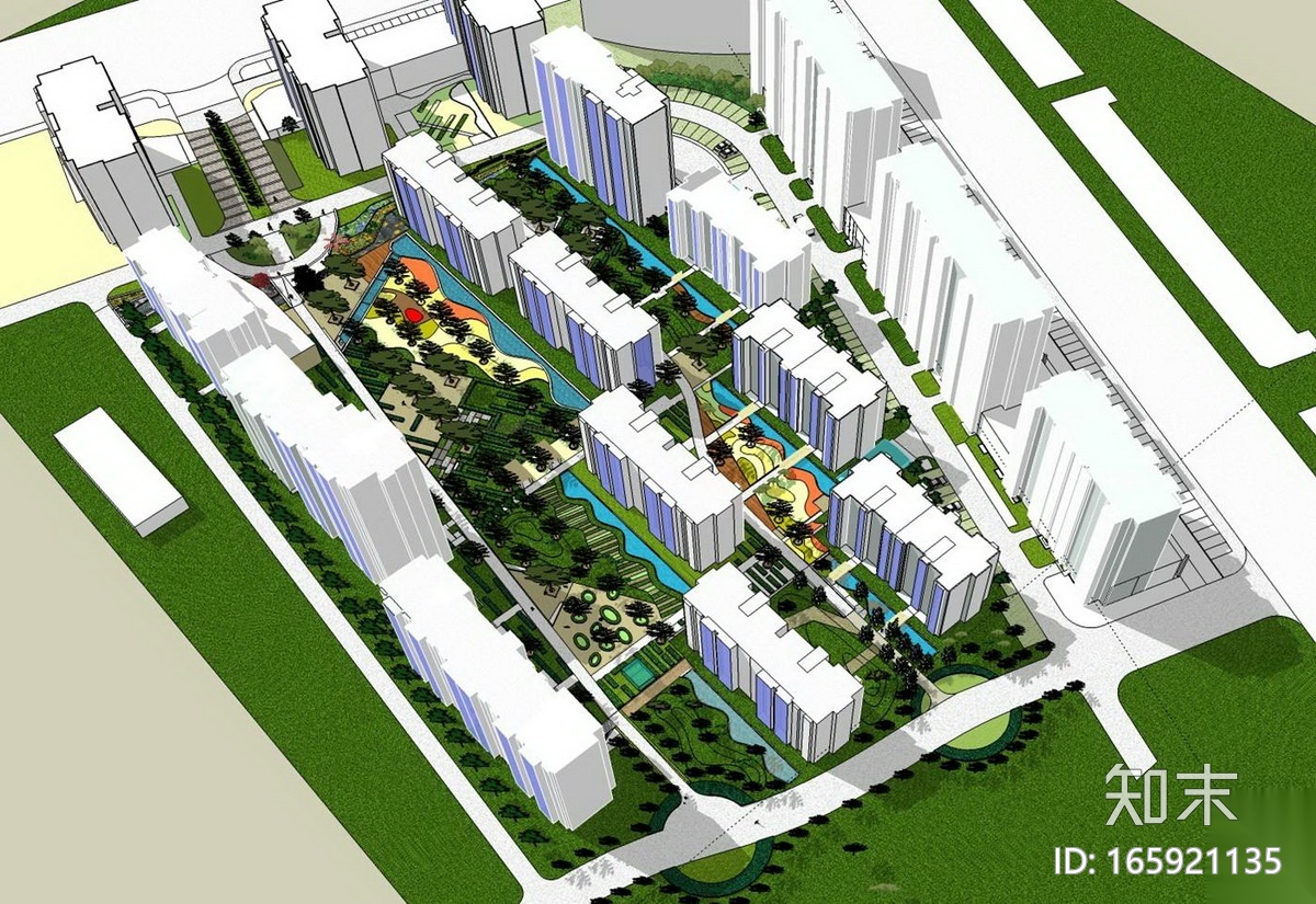 [河北]自然式山水园林居住区景观设计方案cad施工图下载【ID:165921135】