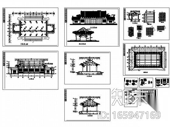 [古建]某清明上河园歇山顶大门建筑施工图施工图下载【ID:165947169】