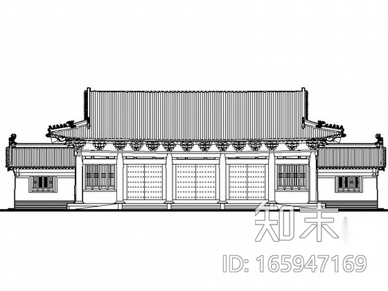 [古建]某清明上河园歇山顶大门建筑施工图施工图下载【ID:165947169】