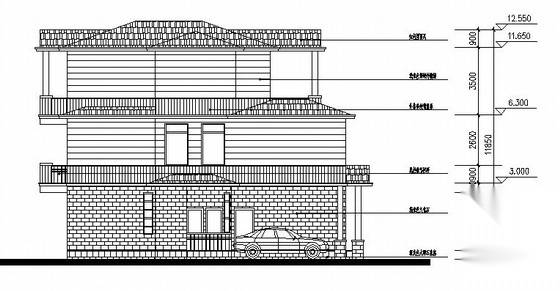 某三层I型别墅建筑方案图cad施工图下载【ID:149917112】