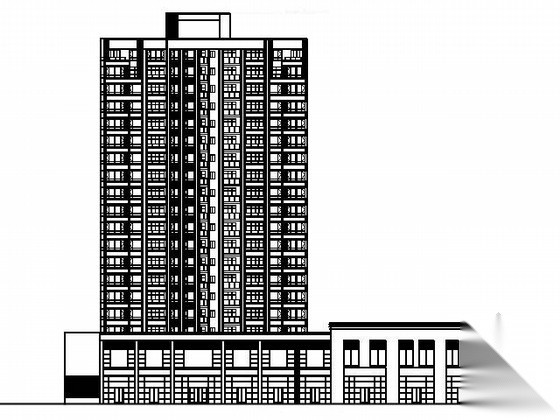 某十九层沿街二梯六户商住楼建筑方案图cad施工图下载【ID:166543180】