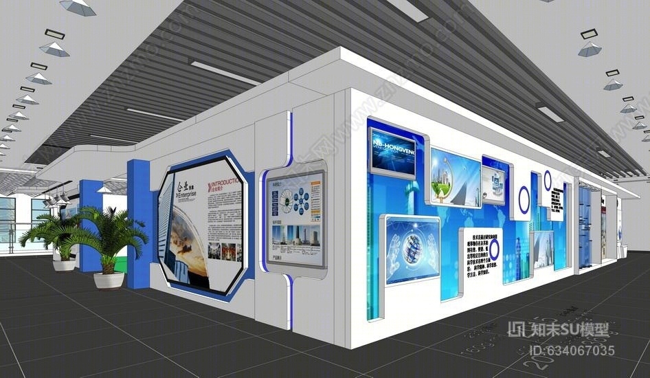 科技展厅室内设计SU模型下载【ID:634067035】