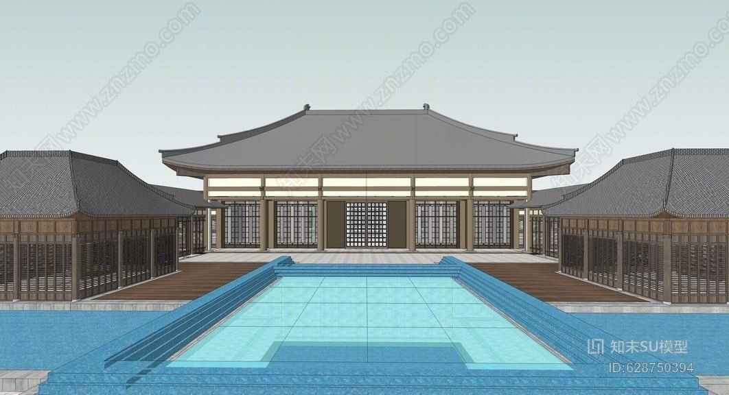 中式私家博物馆SU模型下载【ID:628750394】