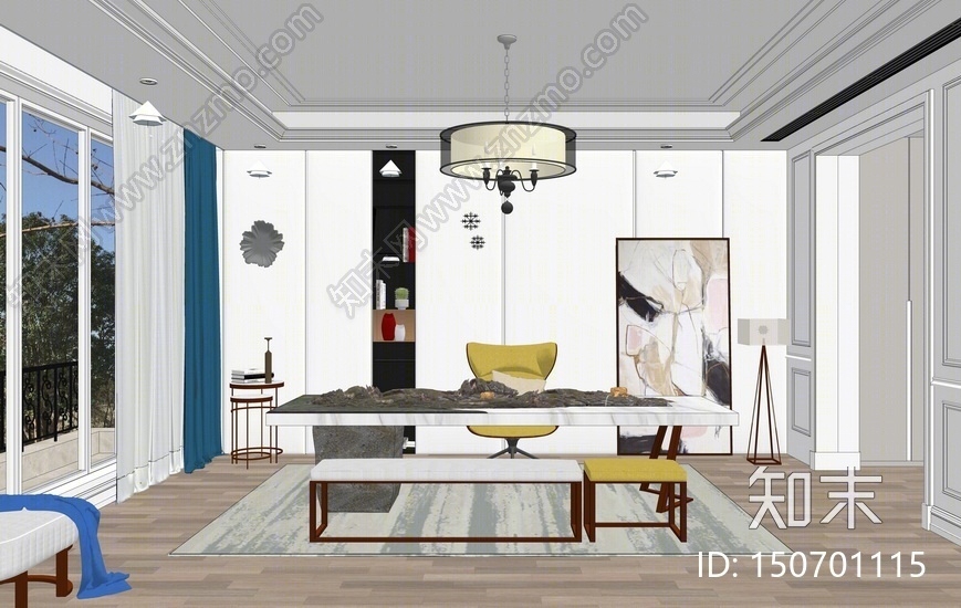 中式茶室SU模型下载【ID:150701115】