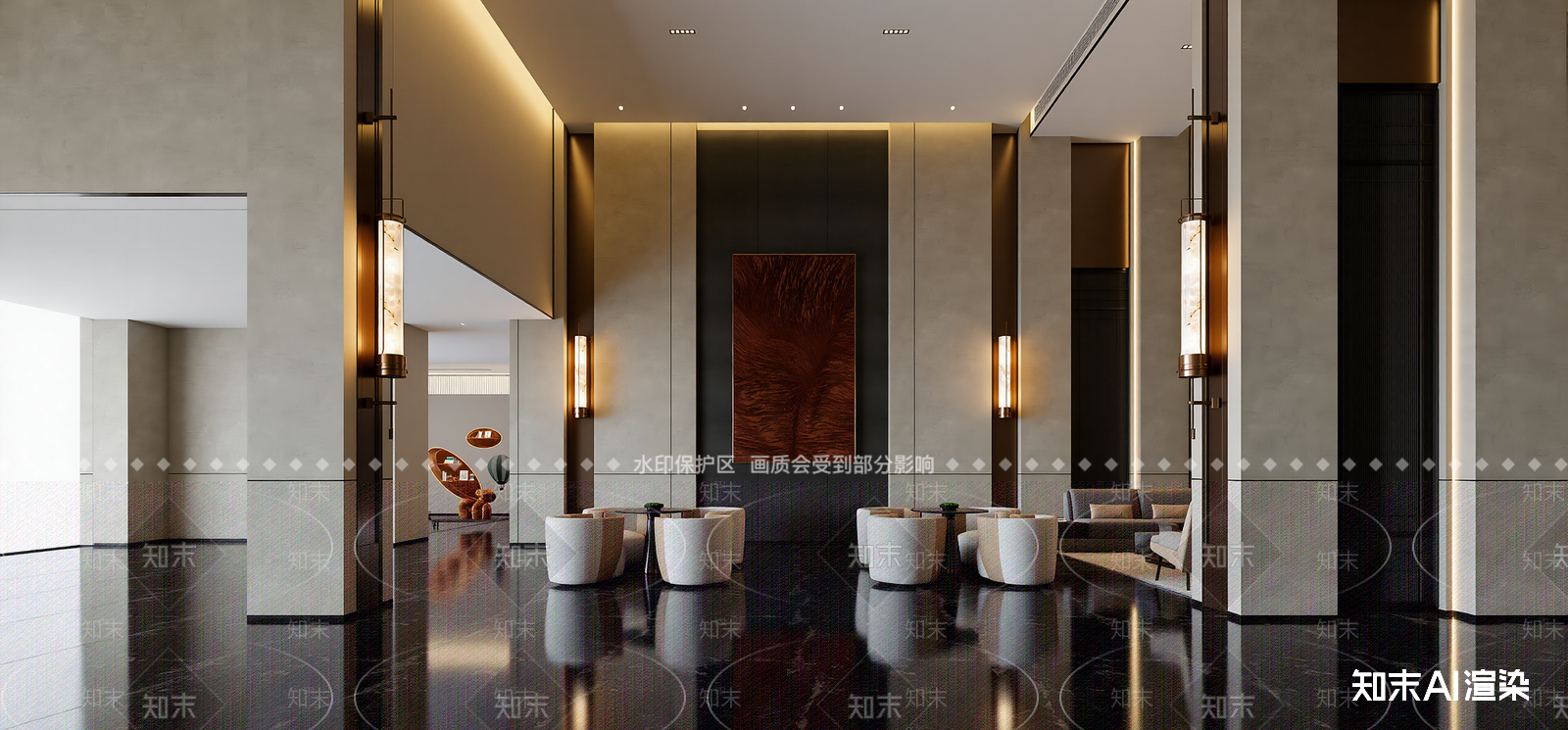 现代酒店大堂SU模型下载【ID:1215198850】