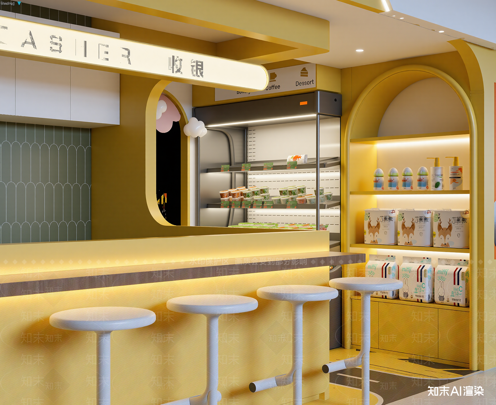 现代甜品面包店3D模型下载【ID:1213920273】