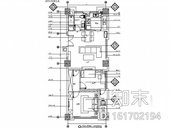 [上海]公寓区现代时尚两居室CAD室内装修施工图cad施工图下载【ID:161702194】