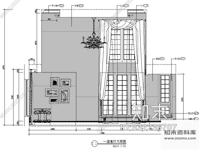 图块/节点豪华别墅客厅立面图cad施工图下载【ID:832236707】