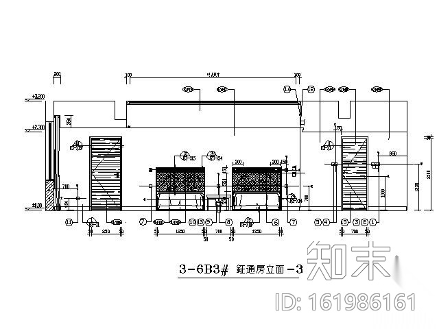 国际酒店客房施工图（连通房）cad施工图下载【ID:161986161】