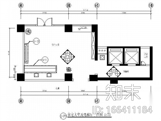 住宅大堂及电梯厅装修图cad施工图下载【ID:166411184】