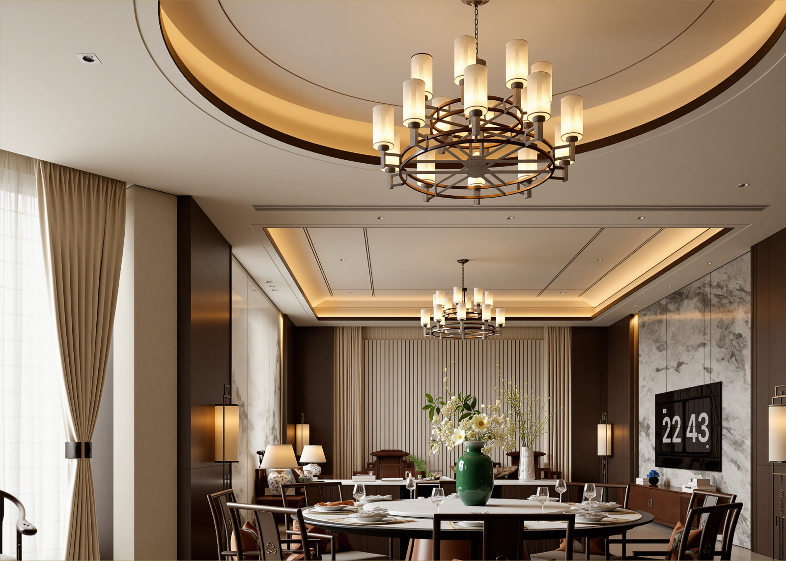 新中式酒店餐厅3D模型下载【ID:1215027629】