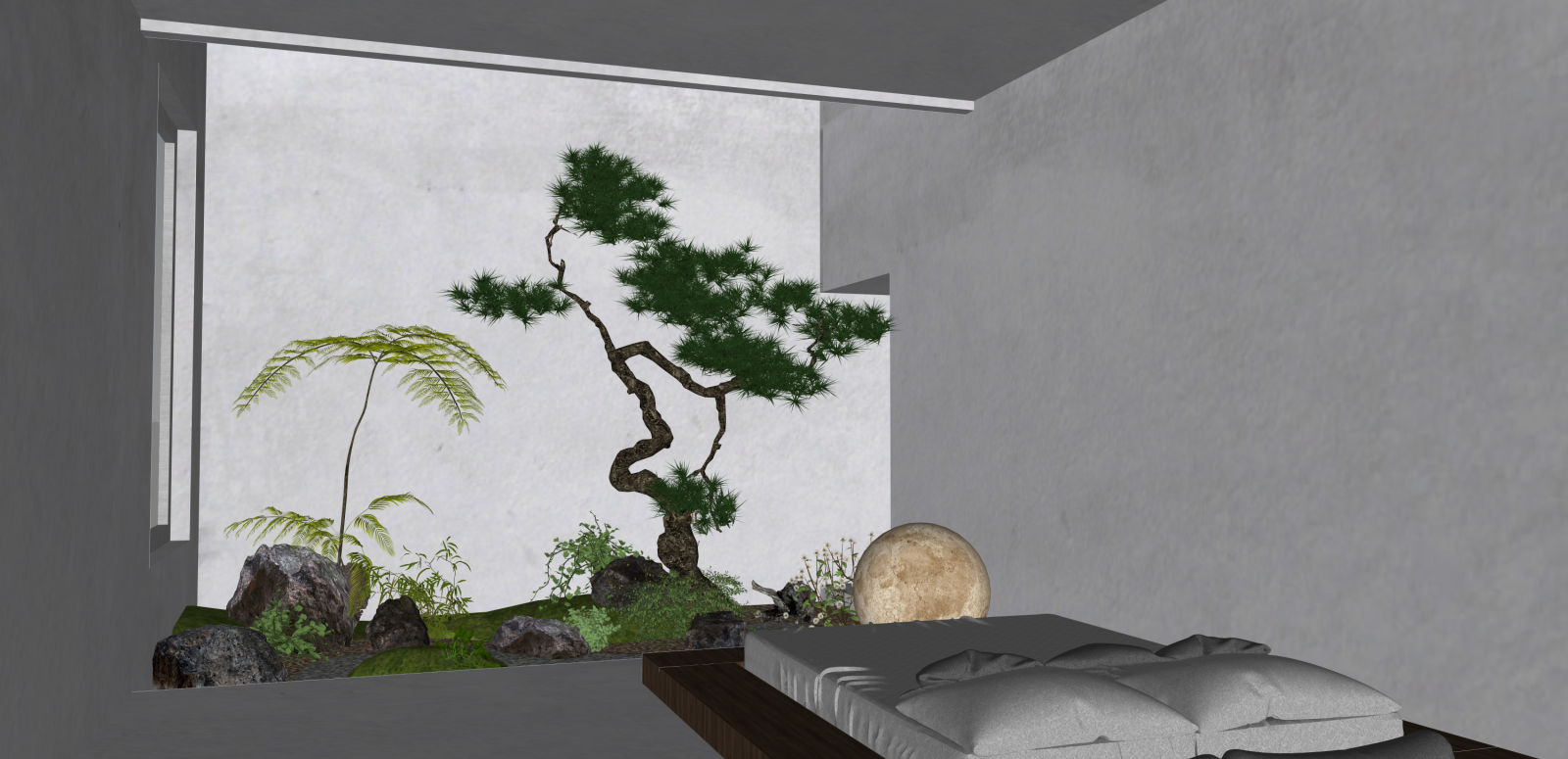 侘寂别墅庭院SU模型下载【ID:1216047077】