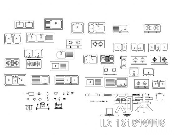 厨房水槽图块cad施工图下载【ID:161810118】