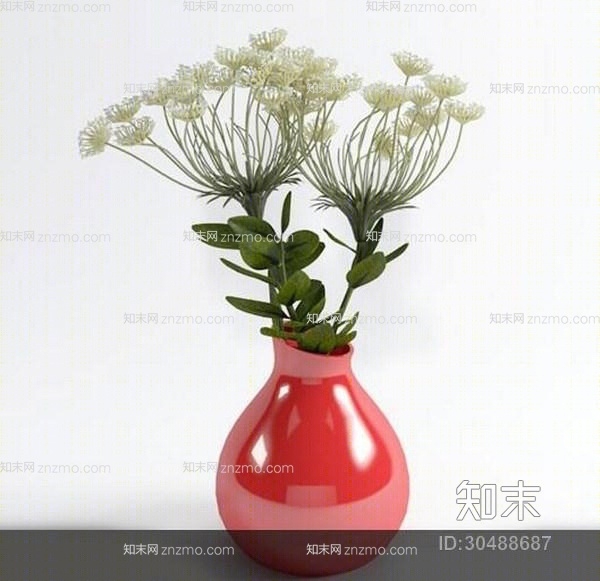 白色盆栽3D模型下载【ID:30488687】