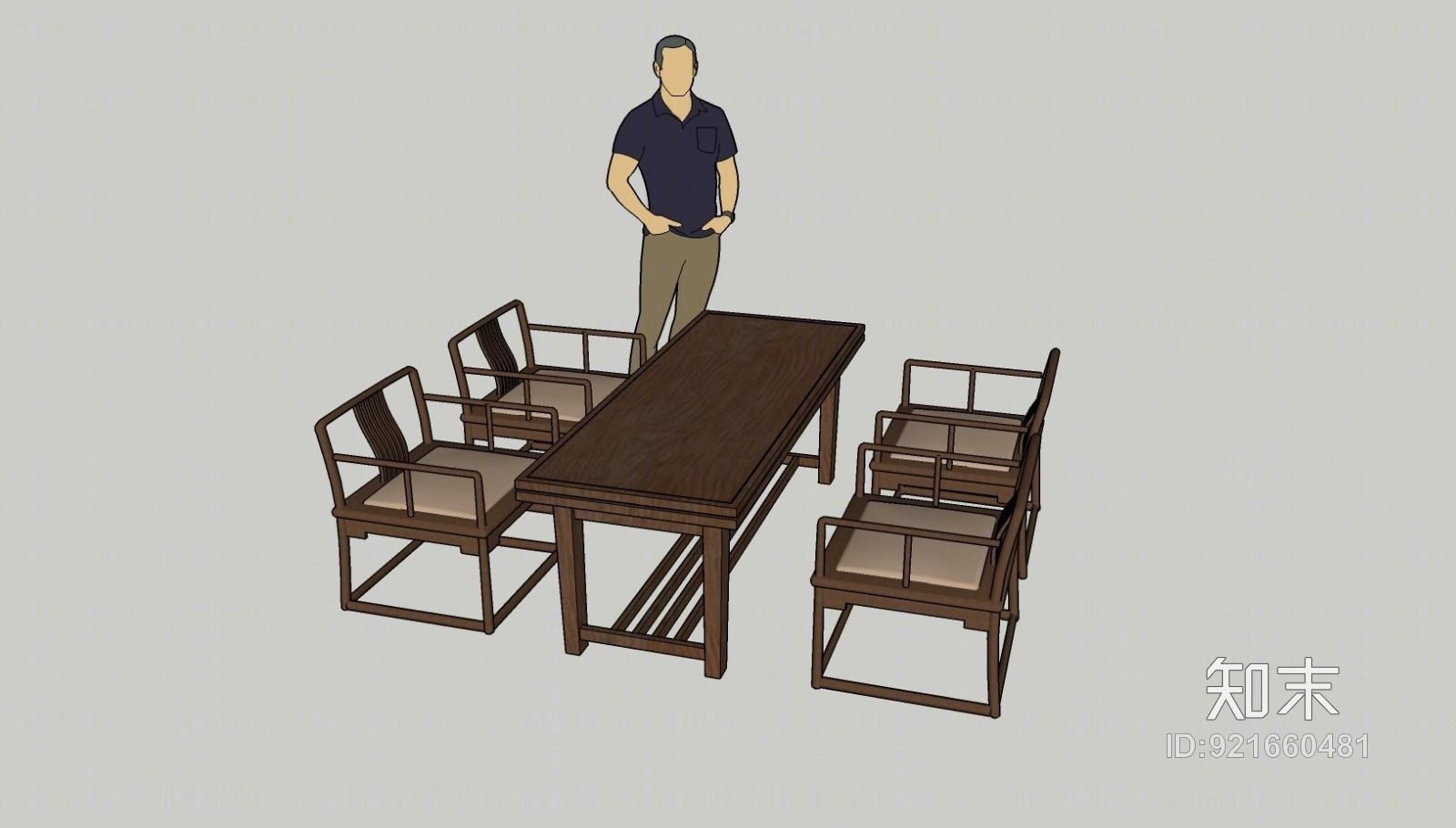 中式禅餐桌椅子模型SU模型下载【ID:921660481】