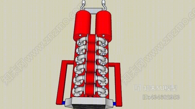 V12发动机，带4个涡轮增压器、中冷器和二氧化氮瓶SU模型下载【ID:434602953】