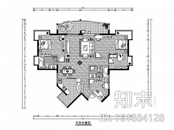 某精品现代时尚三居室装修施工图cad施工图下载【ID:161884128】