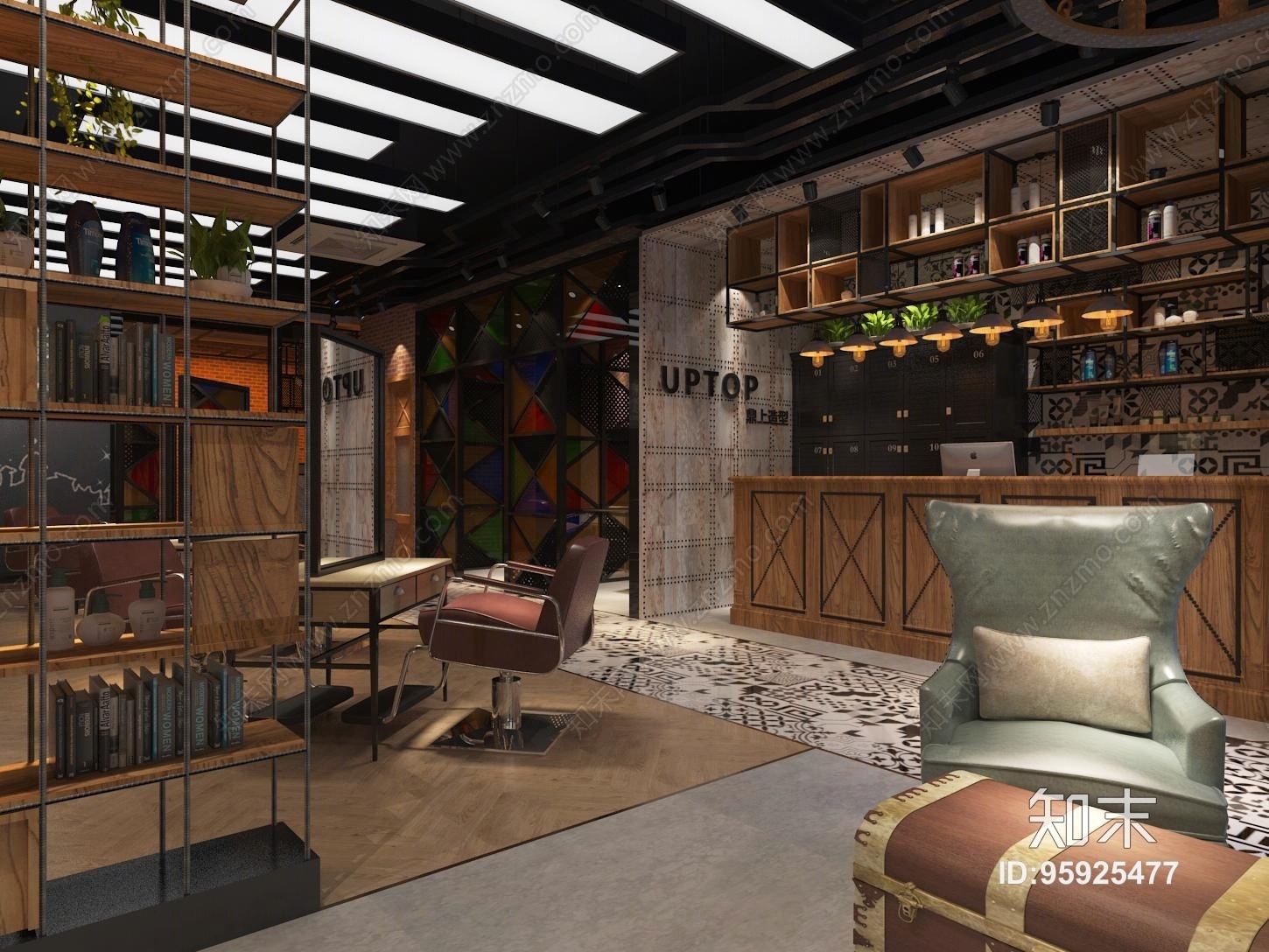 工业风理发店3D模型下载【ID:95925477】
